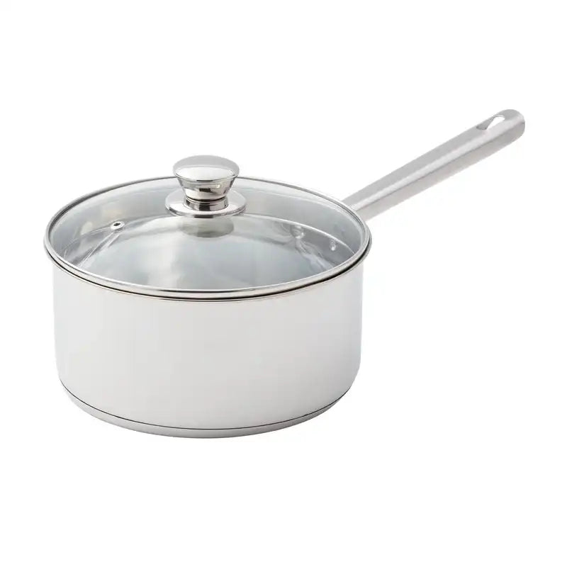 3 Quart Induction-Compatible Stainless Steel Saucepan with Straining Lid & Tri-Ply Base
