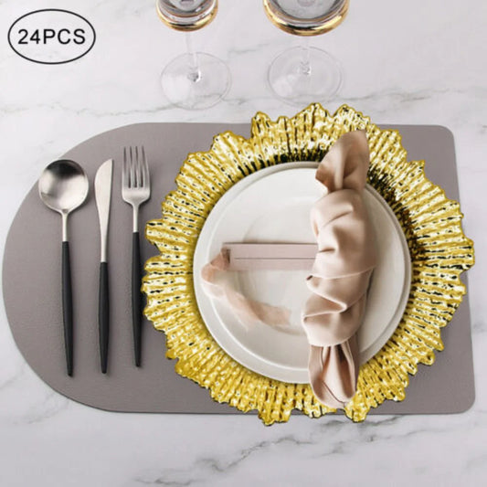 24-Pack 13″ Gold Round Charger Plates – Elegant, Lightweight Decorative Dining Base