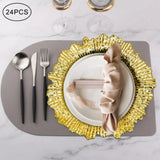 24-Pack 13″ Gold Round Charger Plates – Elegant, Lightweight Decorative Dining Base