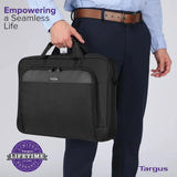 Targus Classic Slim Laptop Briefcase – Lightweight Black Polyester Bag for Laptops up to 16″ with Shoulder Strap