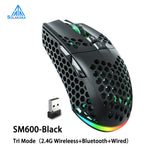 SM600 3-Mode Wireless Gaming Mouse – Ergonomic Rechargeable Mouse with Zero Latency, Macro Software & Adjustable DPI