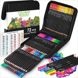 72-Color Pencil & Adult Coloring Book Set – Soft-Core Artist Drawing & Sketching Kit for Back to School
