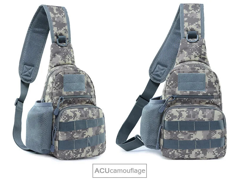 Tactical Sling Crossbody Backpack – MOLLE EDC Chest Bag with Water Bottle Holder | Outdoor Travel Shoulder Pack