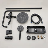 Zappo Matte Black 8-Inch Rainfall Shower Set – Wall-Mounted 3/4-Function System with ABS Shelf