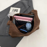 Women’s Suede Shoulder Crossbody Bag – Large-Capacity Vintage Tote Satchel with Adjustable Strap, Solid Color Casual Purse
