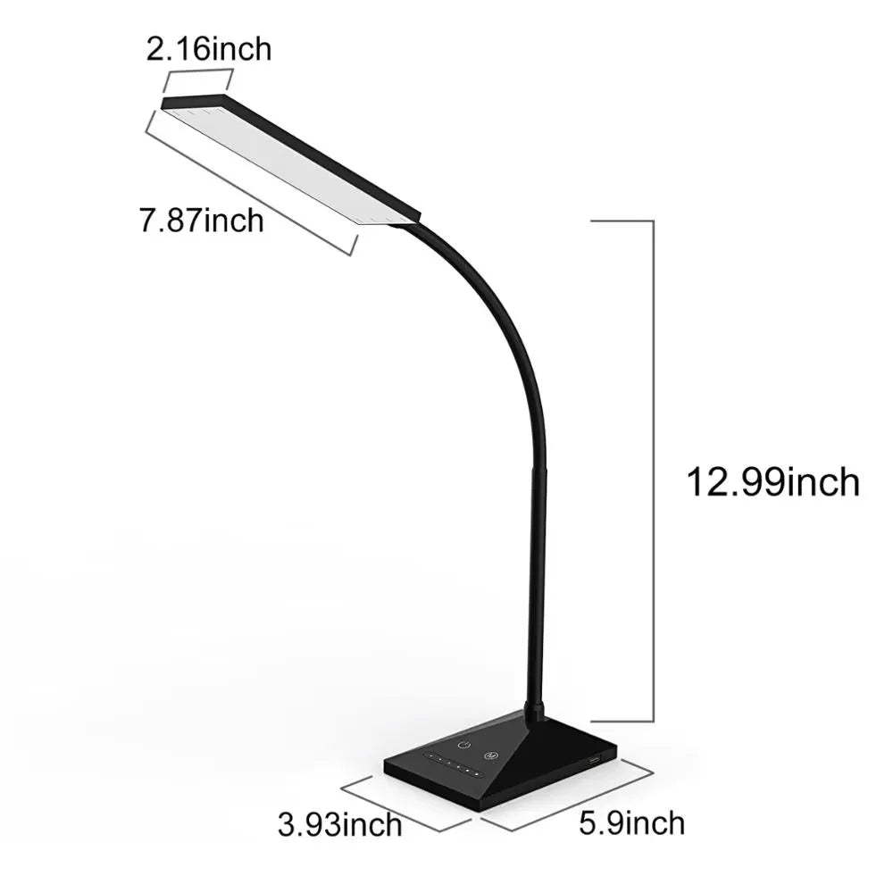 💡 12W LED Desk Lamp with 72 LEDs – Flexible Touch Sensor Reading Light, Dimmable Night Lamp for Home & Office