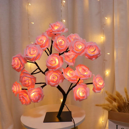 LED Rose Tree Lights – 24 LEDs USB Operated Table Lamp, Romantic Atmosphere Lighting for Wedding, Party, Birthday & Home Decoration