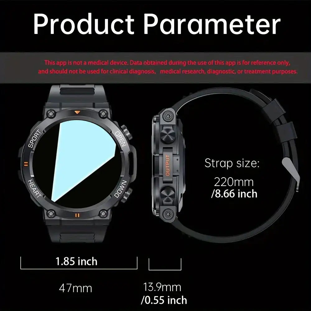 Rugged Military Smart Watch for Men – 100+ Sport Modes, Bluetooth Calling & Ultra-Long Battery Life 💥⌚