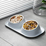 Stainless Steel Double Cat & Dog Bowl – Tilted Pet Food & Water Feeder with Non-Slip Base for Neck Safety 🐾🥣
