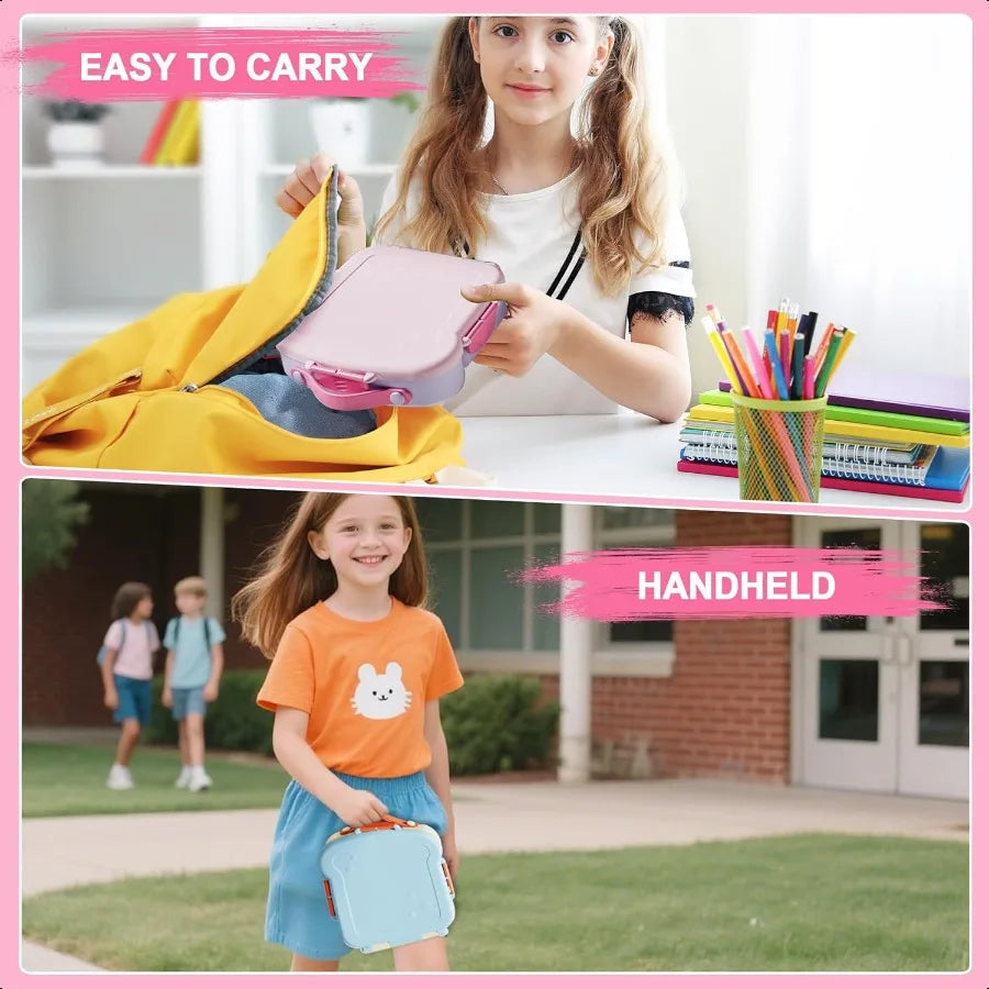 Leak-Proof 4-Compartment Bento Lunch Box – 31 oz / 900 ml Food Container for School, Outdoor & Travel (Pink)