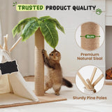 Mewoofun Cat Scratching Post Teepee – 60CM Tall Cat Tree with Simulated Leaves, Pet Bed Tent & Indoor Play House for Cats