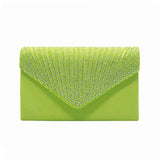 Women’s Satin Rhinestone Clutch – Elegant Evening Shoulder Bag with Thin Chain for Parties, Banquets & Weddings