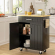 Rolling Kitchen Island on Wheels with Storage Cabinet & Drawer – 26″ Width Kitchen Cart with Handle & Towel Rack