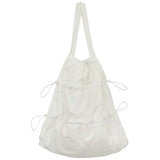 Lightweight Pleated Nylon Drawstring Daypack – Large Capacity Casual Shoulder Bag for Men & Women