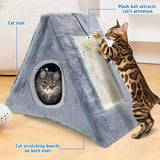 Pet Bed for Cats Under 15LB – Cozy Cat Bed with Plush Toy Ball & Built-In Scratching Board, Comfortable & Durable Design