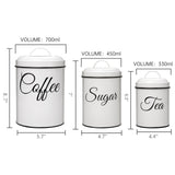 3-Piece Airtight White Vintage Kitchen Canister Set – Countertop Storage for Coffee, Tea & Sugar