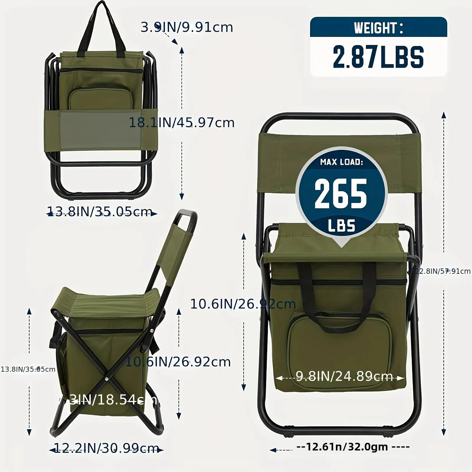 Fundango Foldable Fishing Chair – Lightweight Camping Chair with Backrest, 265 lbs Capacity, Portable & Durable 🎣🪑