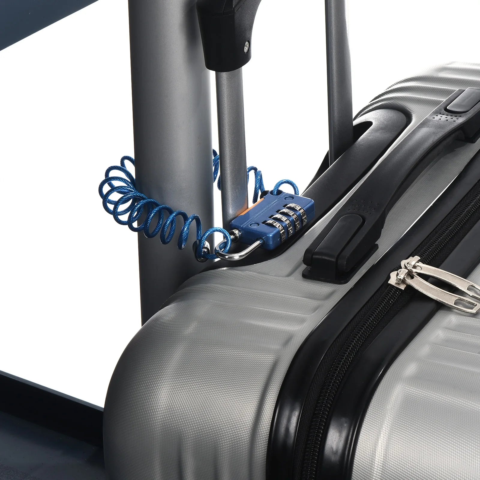 Luggage cable lock – 4-digit combination padlock with 3.3ft spring cable security wire for suitcase, gym locker & backpack