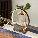 Backflow Incense Holder with Water Fountain & LED Light – Rockery Design with Horse & Plants for Relaxation 🪷💡