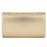 Gold V‑Design Metal‑Chain Glitter Sequined Evening Clutch Bag