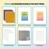 HTVRONT Heat Press Accessories Kit (52pcs) – Sublimation & T-Shirt Printing Starter Set for Cricut, HTV & DIY Clothing