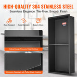 No-Tile 304 Stainless Steel Recessed Shower Niche – Double Shelf Wall Insert