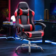 Ergonomic Gaming Chair with Headrest & Lumbar Pillow – Height Adjustable, 360° Swivel, Reclining Seat with Red Accents