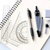 Student Geometry Supplies Kit with Shatterproof Storage Box – Rulers, Protractor, Compass, Pencils, Leads & Erasers