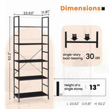 JHK 5 Tier Bookcase Bookshelf Modern Book Case For Books Corner Storage Organizer for Bedroom Home Office Kitchen Living Room - PulinGO
