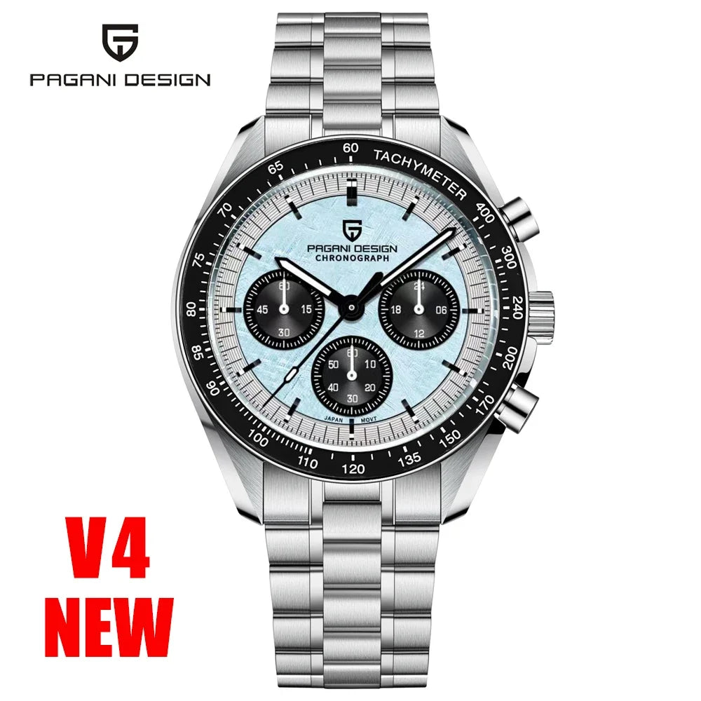 PAGANI DESIGN 2024 Men’s Luxury Quartz Chronograph Watch – Sapphire Mirror, Auto Date, Speed Dial ⌚✨