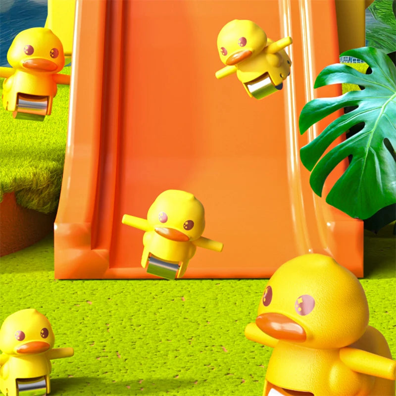 Duck Stairs Climbing Toy – Electric Track Slide with Flashing Lights & Music, Roller Coaster Duck Toy Gift for Kids & Toddlers