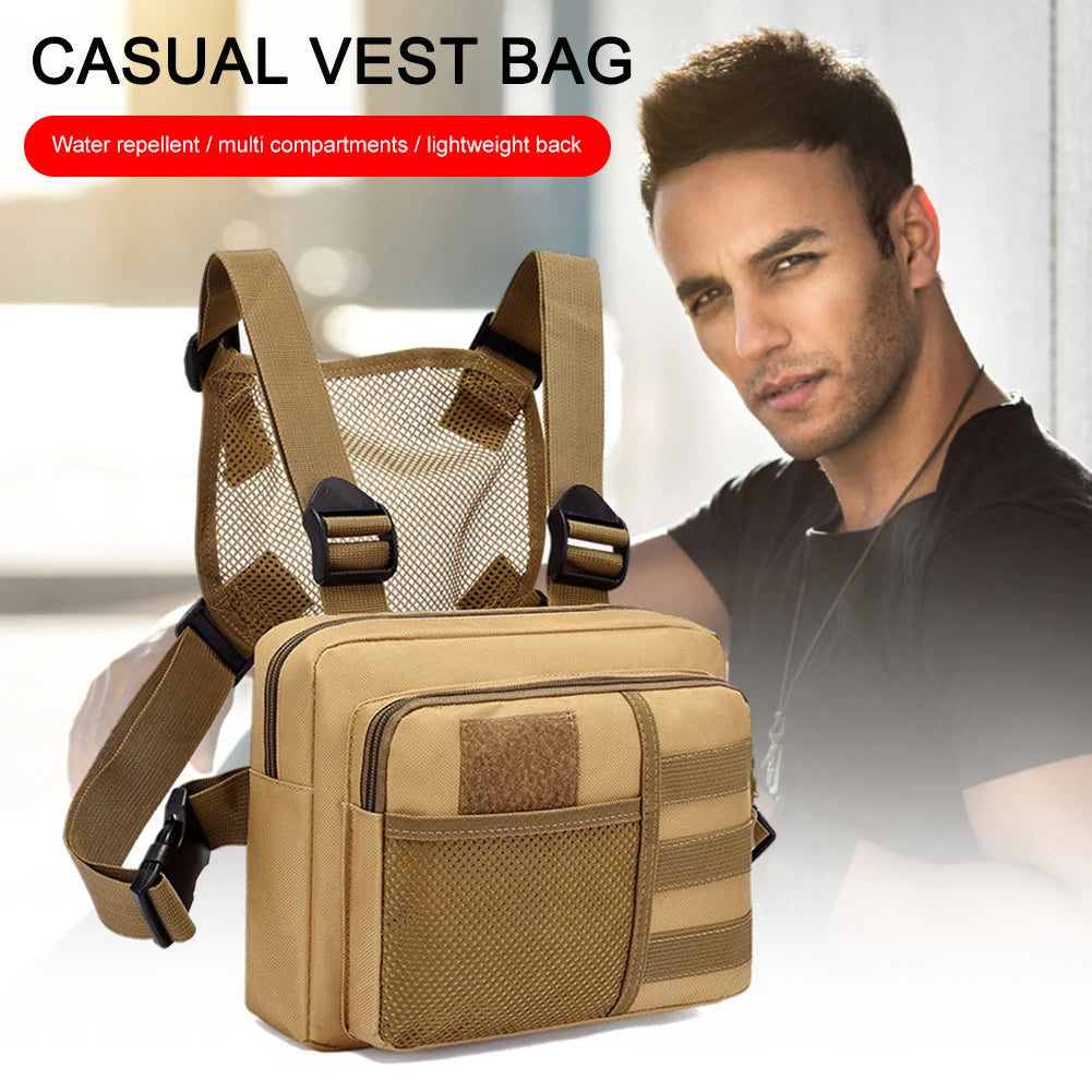 Unisex Outdoor Streetwear Vest Chest Bag – Multifunctional Waterproof Travel Harness with Multi-Pockets for Running & Daily Use