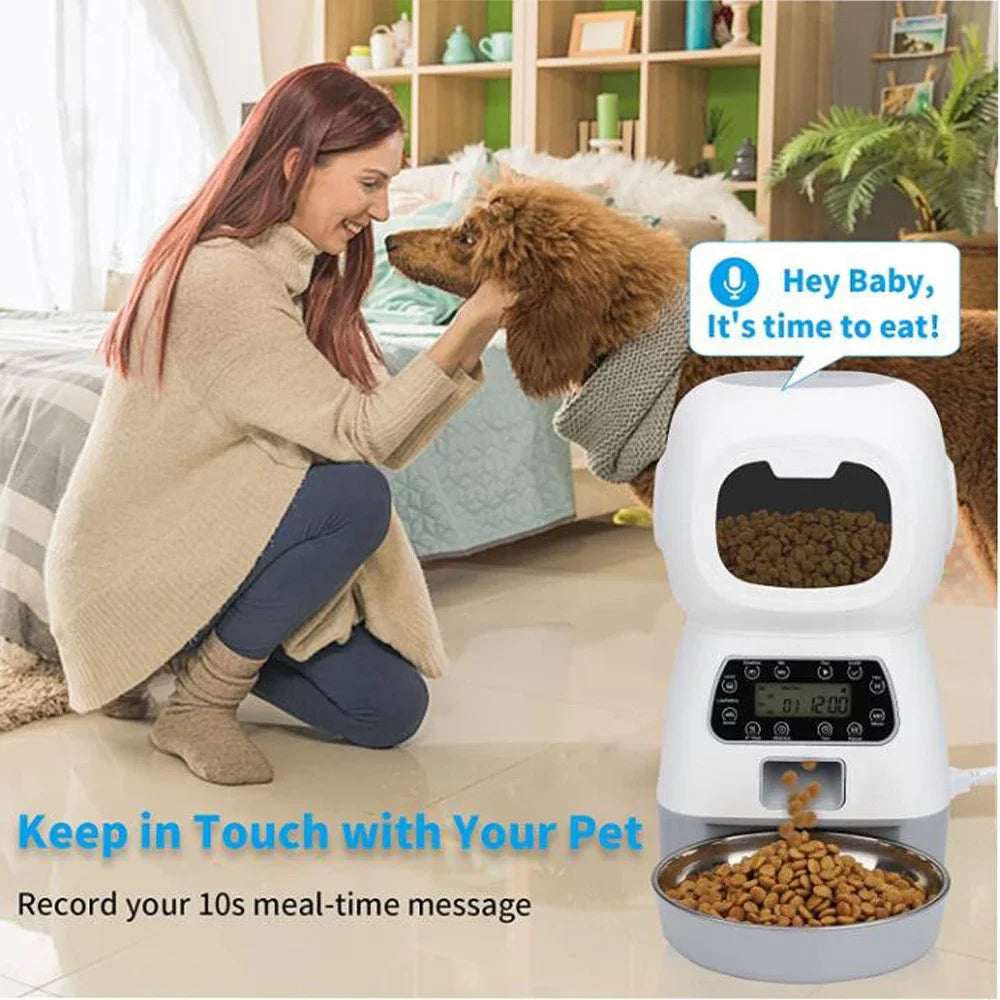 Automatic Pet Feeder with WiFi App – 3.5L Programmable Cat & Dog Food Dispenser with Stainless Steel Bowl