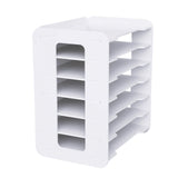 📂 7-Tier White Wooden Desktop Organizer – Office Document Rack & File Storage Shelf for Home, School & Classroom