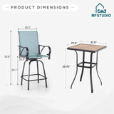 “5-Piece Outdoor High-Top Bar Set – Waterproof Bar-Height Table & 4 Chairs Bistro Patio Set in Light Blue”