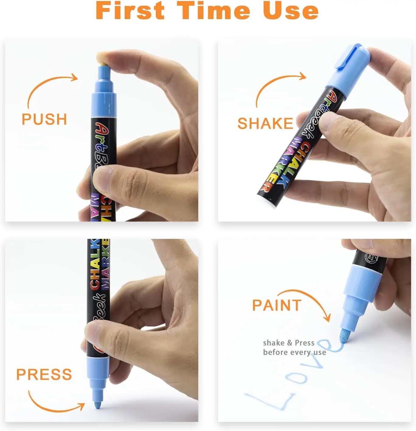 ArtBeek 30-Color Erasable Chalk Markers – Non-Toxic Reversible Tip Dry Erase Pens for Glass, Chalkboards & Creative Projects