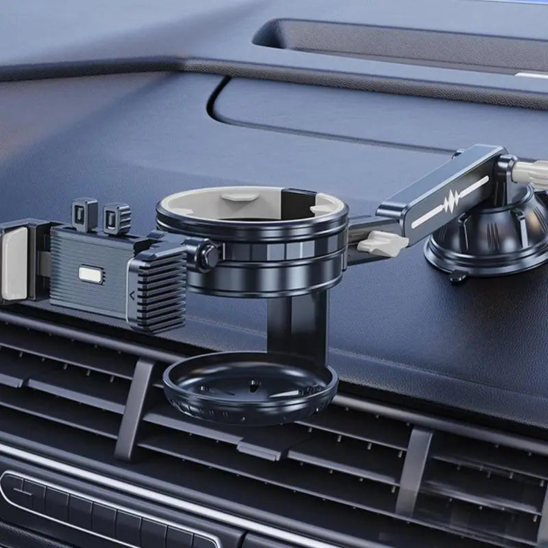 Multi-functional car phone & cup holder – adjustable automotive beverage holder with non-slip silicone bottom for interior accessories
