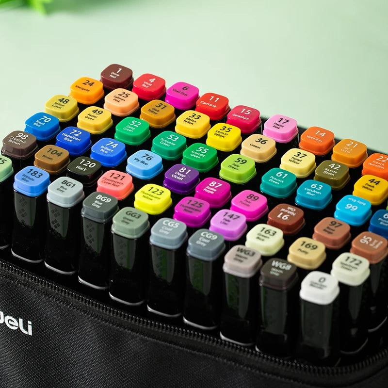 Deli Art Markers Set – 40/60/80 Dual-Tip Coloring Marker Pens & Highlighters