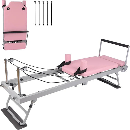 Foldable Pilates Reformer Machine – 77" Home Gym Equipment Adjustable for Beginners & Advanced