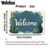 Welcome Door Mat – Bamboo & Pine Design Entry Rug for Home Entrance Décor (Indoor/Outdoor Use)