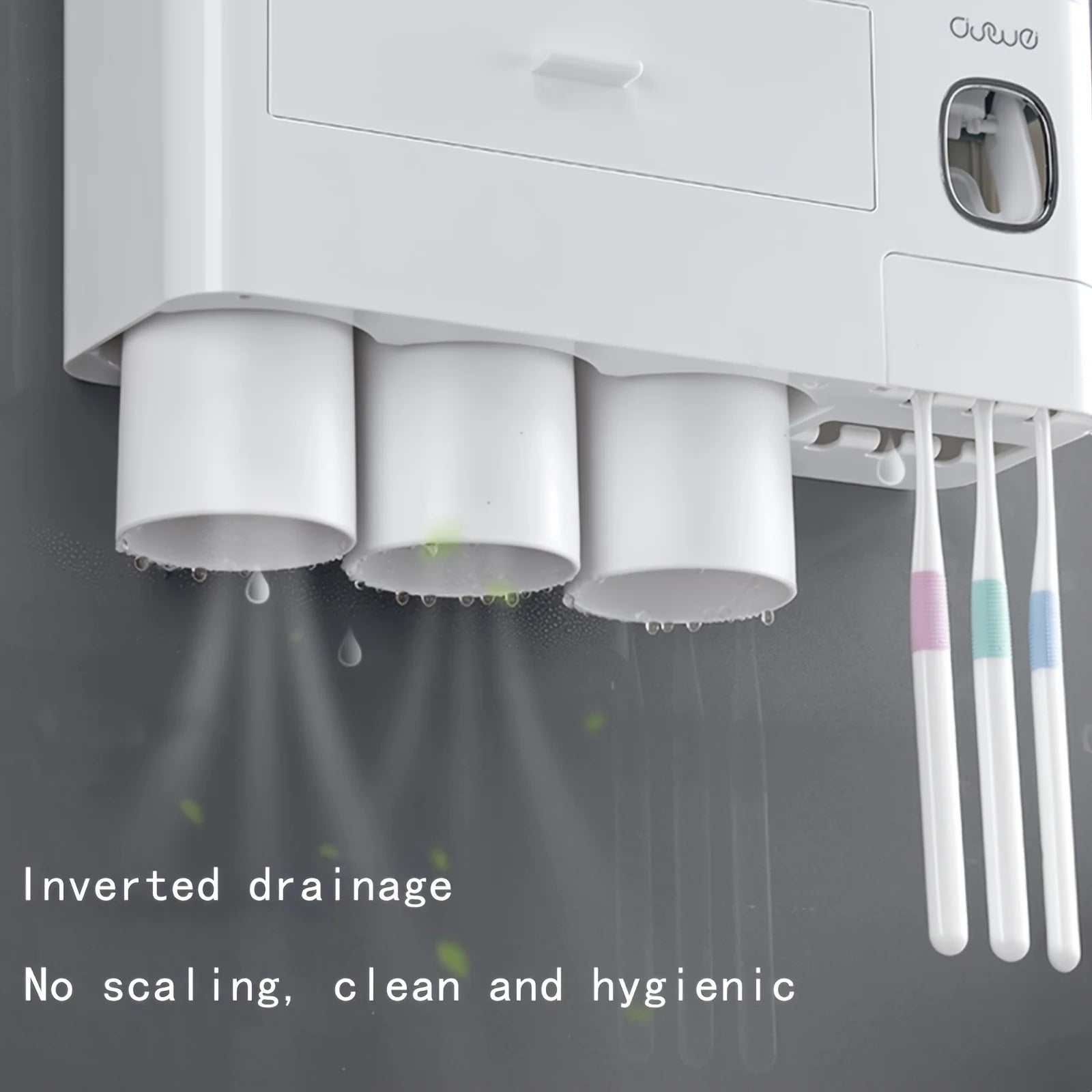 Wall-Mounted Toothbrush Holder with Toothpaste Dispenser & Cosmetic Drawer – Bathroom Organizer (White)