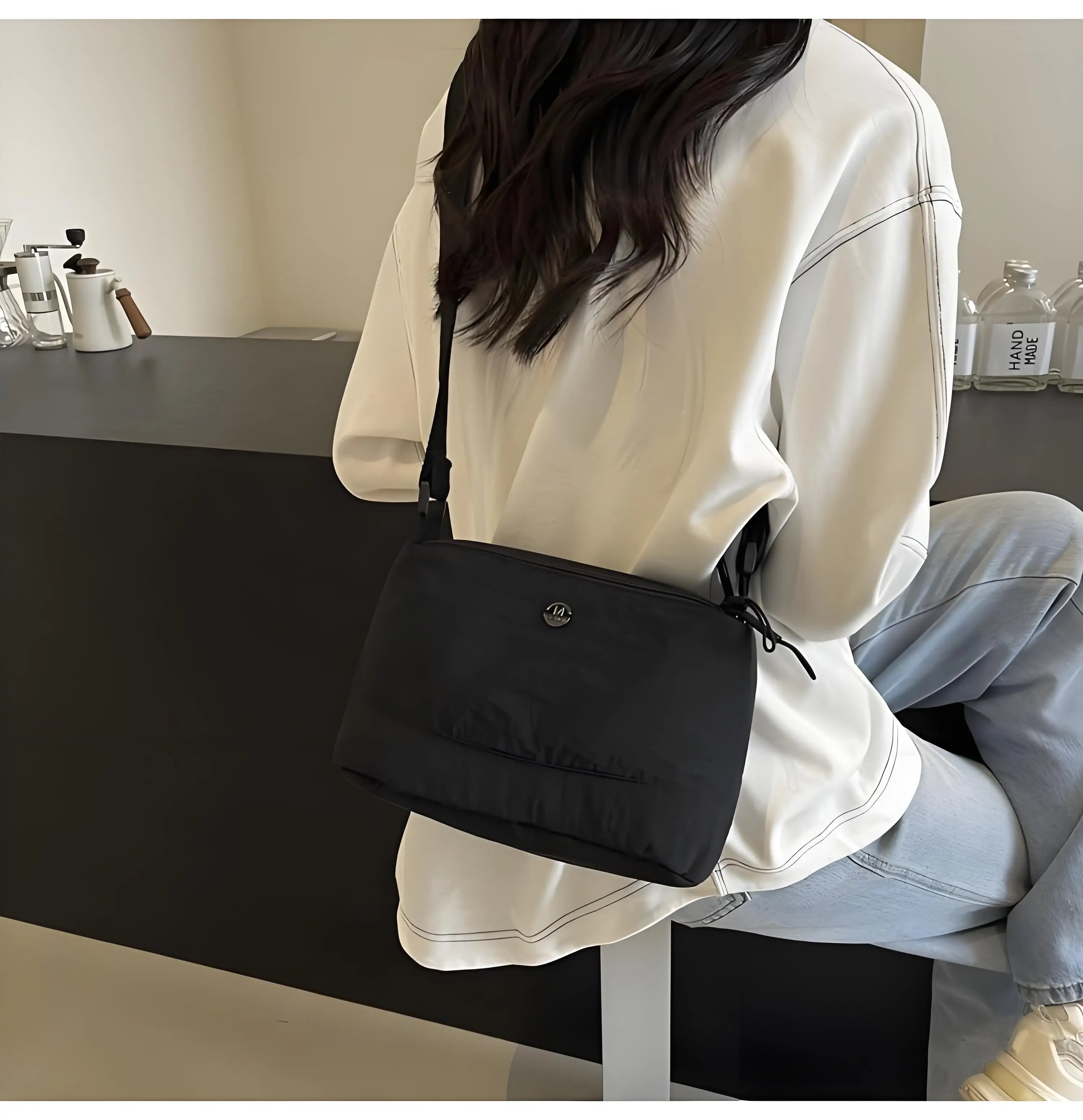 Women’s Multi-Functional Nylon Crossbody Bag – Waterproof Small Phone Shoulder Bag (Korean Minimal Style)