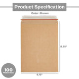 100 Pack Kraft Rigid Mailers – 9.75″×12.25″ Cardboard Envelopes for Photos, Documents & Flat Item Shipping
