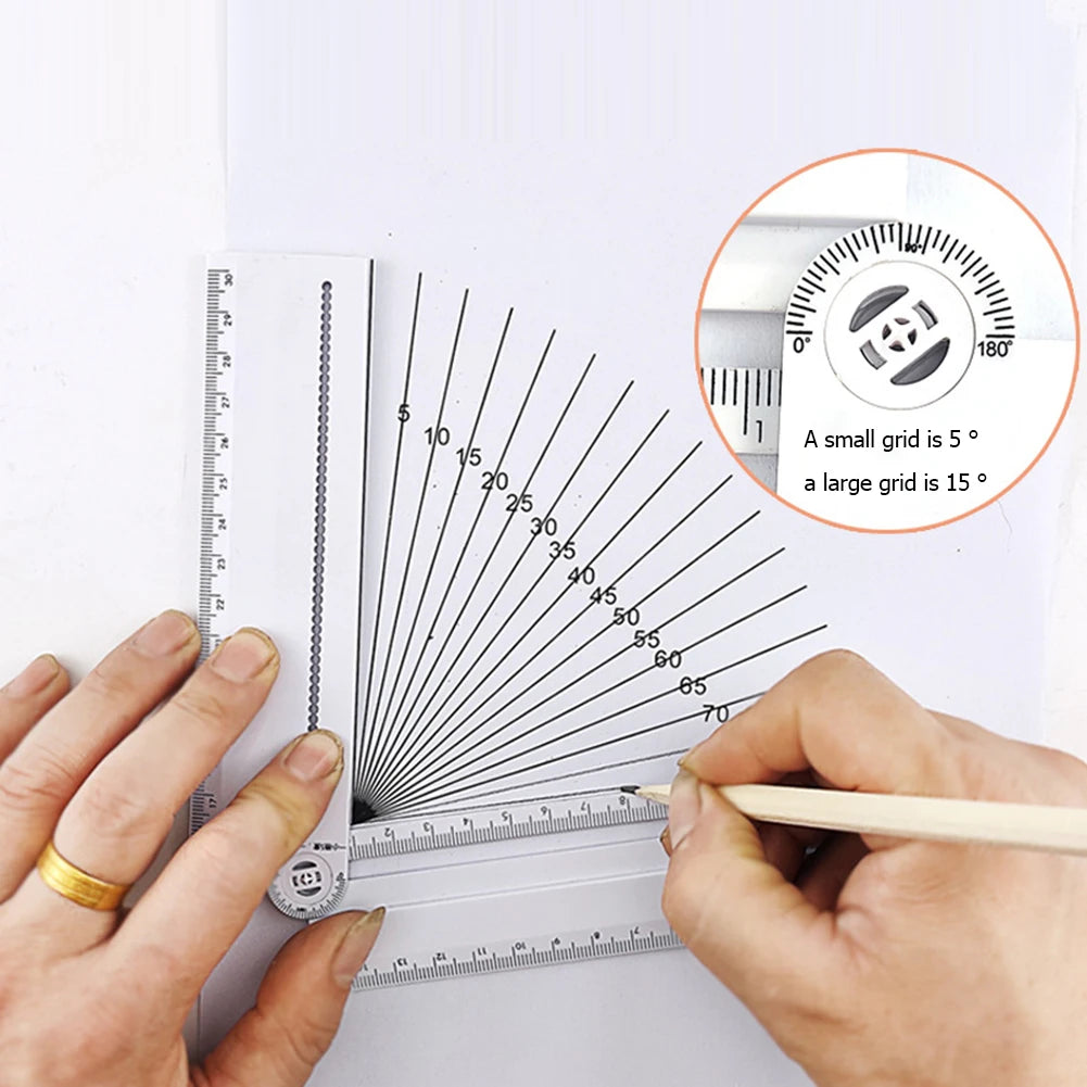 Multifunctional Folding Geometry Drawing Ruler – Compact 0–30 cm Precision Math & Design Tool