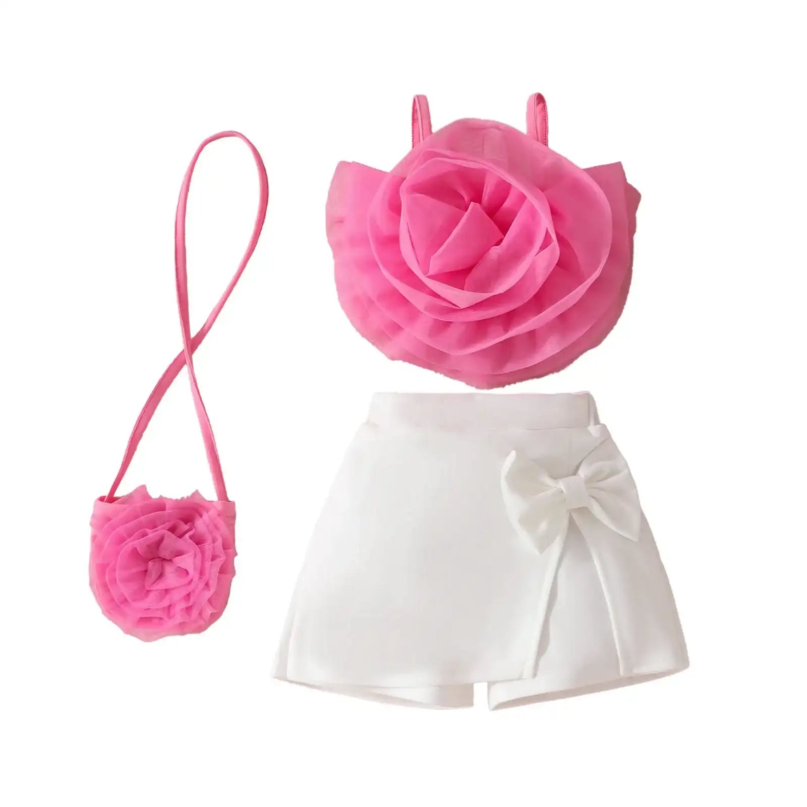 Floral Sleeveless Vest, Shorts & Bag 3-Piece Set for Toddler Girls (Ages 0-4Y)