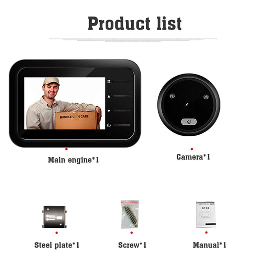 Smart Digital Doorbell & Door Viewer Camera – Wireless Peephole with Monitor, Live View, Night Vision & Photo Capture