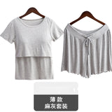 Women’s Cotton Maternity Pajama Set – Short Sleeve Summer Breastfeeding Clothes, Postpartum Homewear for Moms