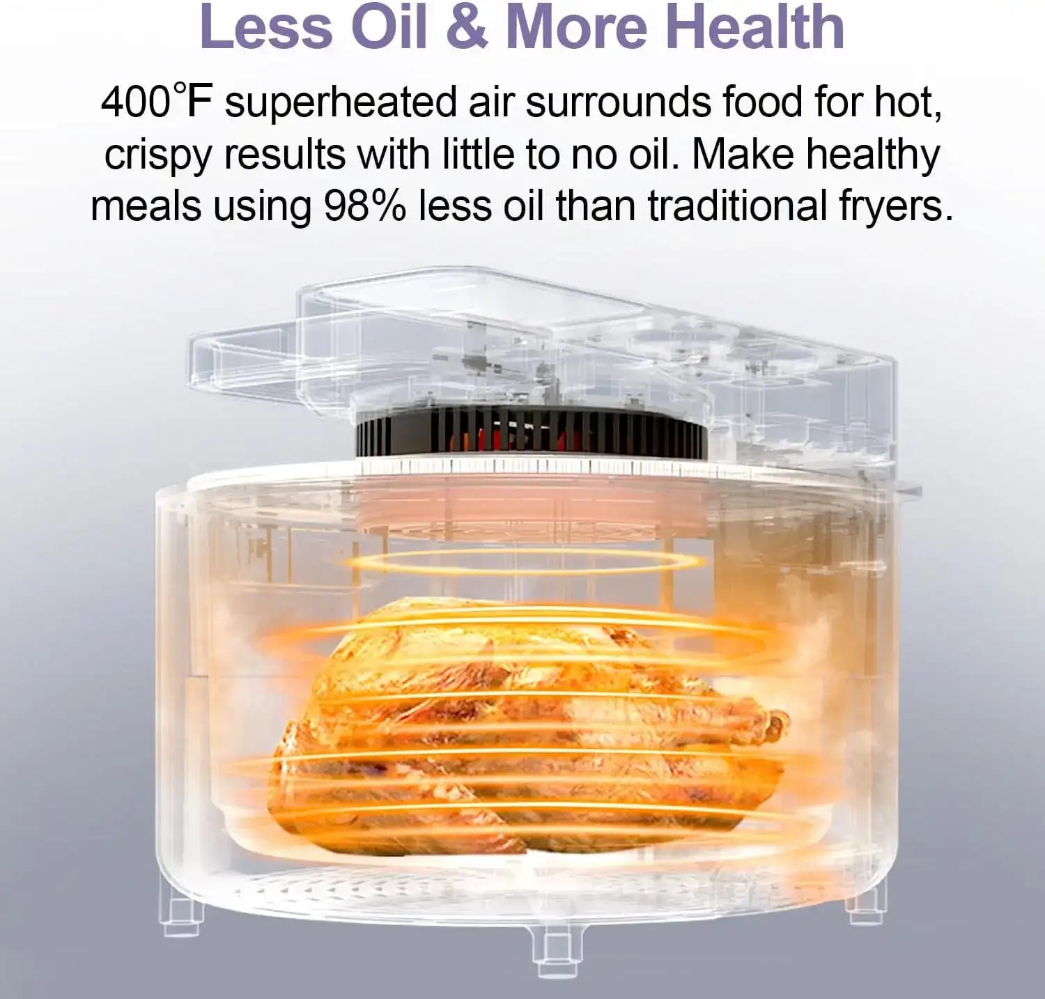 8.5 QT Large Capacity Air Fryer with Clear-View Window – Family Size Non-Stick Basket