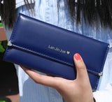 Women’s Long PU Leather Trifold Wallet – Elegant Card Holder Clutch Purse & Mobile Handbag