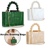 Women’s Pearl Marble Acrylic Evening Bag – Luxury Dark Green Crossbody Purse with Flap Closure for Weddings & Parties